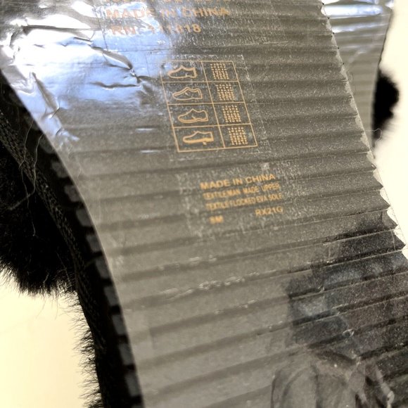 NWOB MICHAEL KORS Scarlett Chain Link Faux Fur Slide Sandal Black Fuzzy Furry - Picture 9 of 10